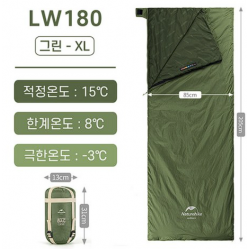 Спальный мешок Naturehike Ultralight NH-LW180 XL, Зеленый, 1 шт.